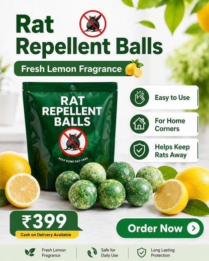 Rat Repellent Balls - Fresh Lemon Fragrance, Safe for Home Use
