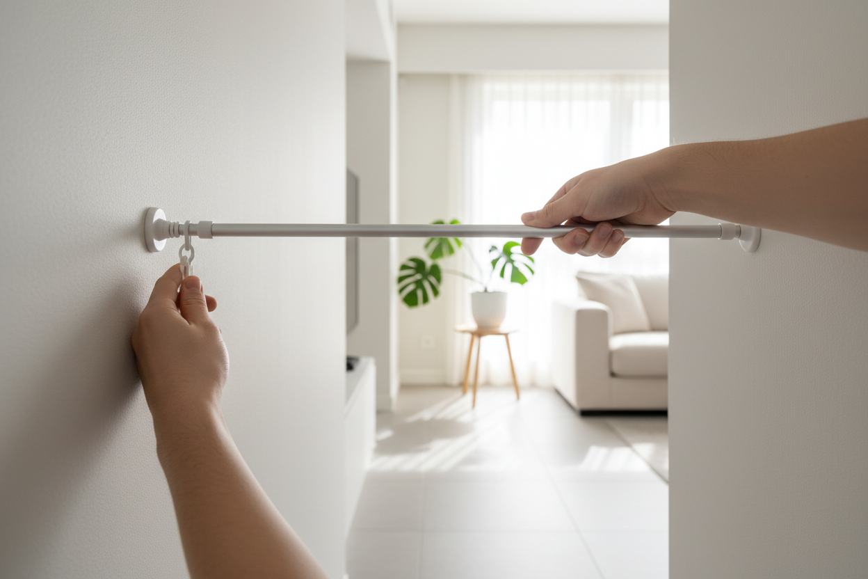 Drill-Free Adjustable Curtain Rod